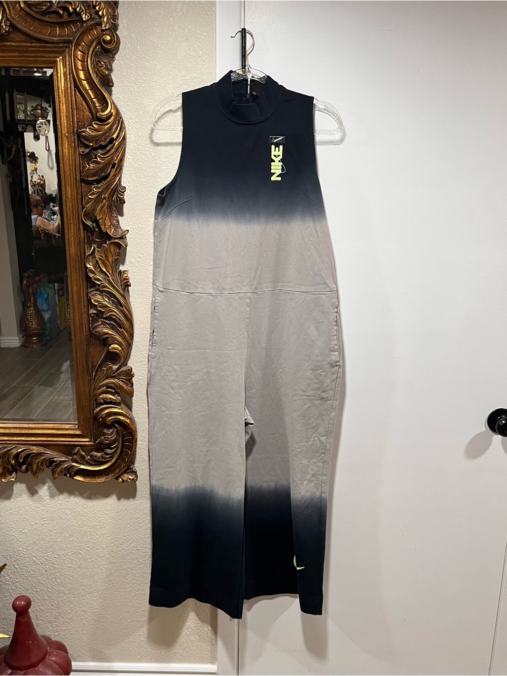 Nike Navy and Gray Ombre Sleeveless Jumpsuit with Neon Logo